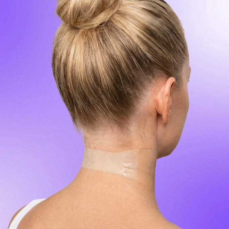 The tension of the elastic automatically tightens and smooths the skin, snatching everything tight for a more sculpted neckline.